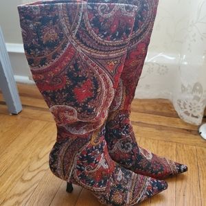Vintage Diba Paisley Pointed Toe / Point Toe Boots